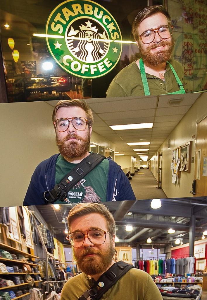 JT Kelley works at Starbucks and Urban Outfitters while attending American River College. (Photos by Andrew Vasquez)