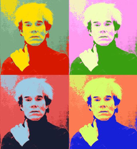 Andy Warhols self-portrait displayed in his pop-art technique.