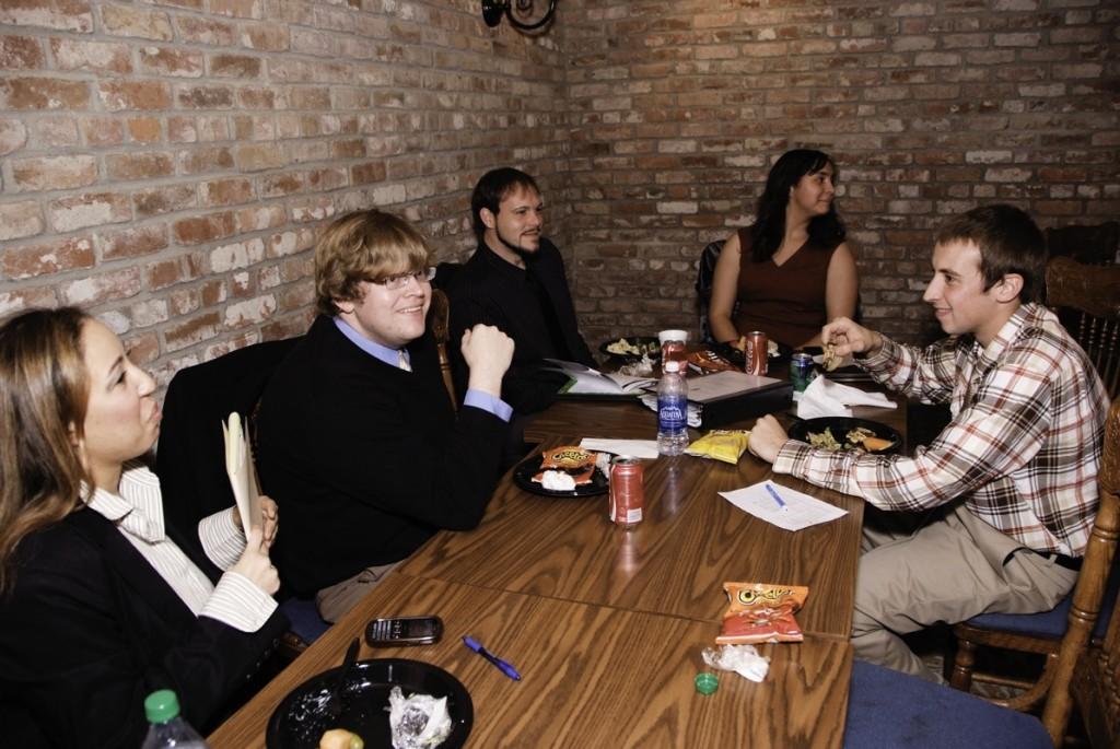 American River College President Craig Bundy (second from left) meets with members of the Los Rios district student senates. (Photo by Bryce Fraser)