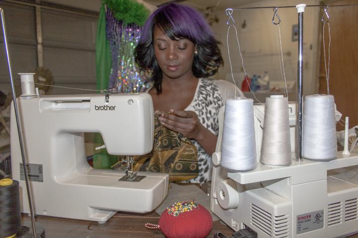 Ada Tajudeen, who makes clothing, and jewelry, working on clothing on Feb 6 in her sewing studio located at her home in Rancho Cordova, Calif. (Photo by Jenn Schopfer)