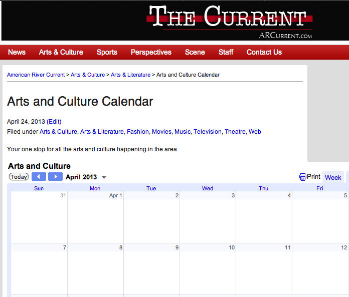 Arts and Culture Calendar