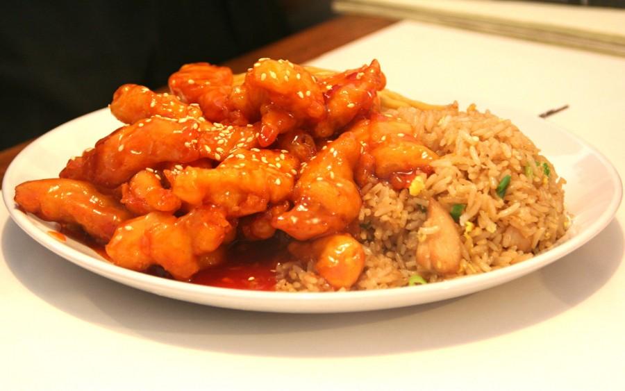 Sesame chicken with fried rice is an item from the regular menu Silver Garden also offers in addition to the Mongolian barbecue. (Photo by Michael Pacheco)