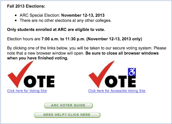 eServices provided an online method for students to vote Nov. 12 and 13