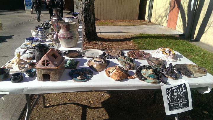 A display of the art for sale at outside the art building on Dec. 12