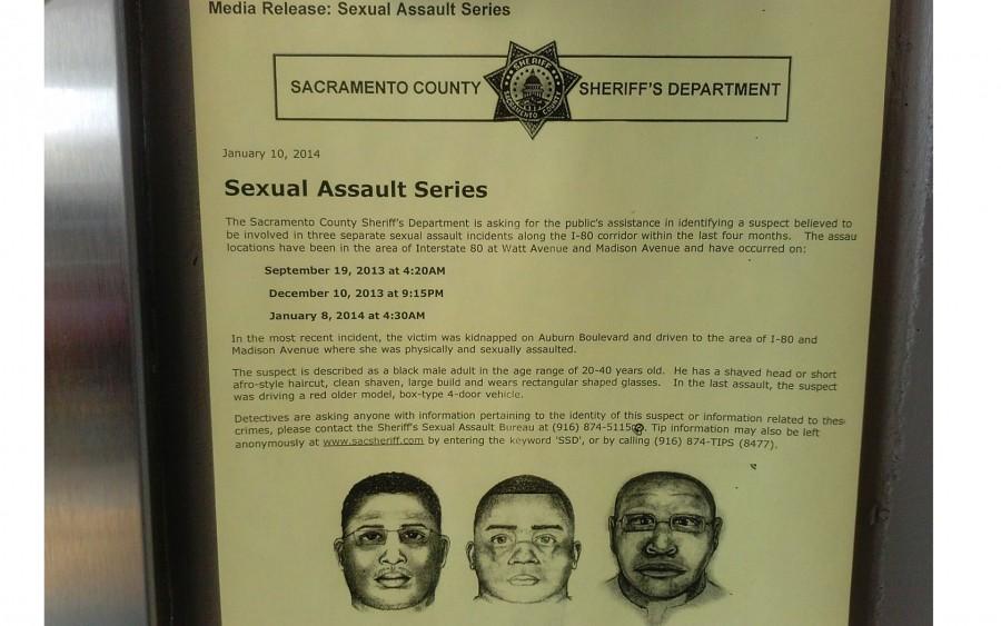 Suspect sketches for the three sexual assault incidents have been posted around campus. Officials are looking for any information on the case. (Photo by Korbl Klimecki)