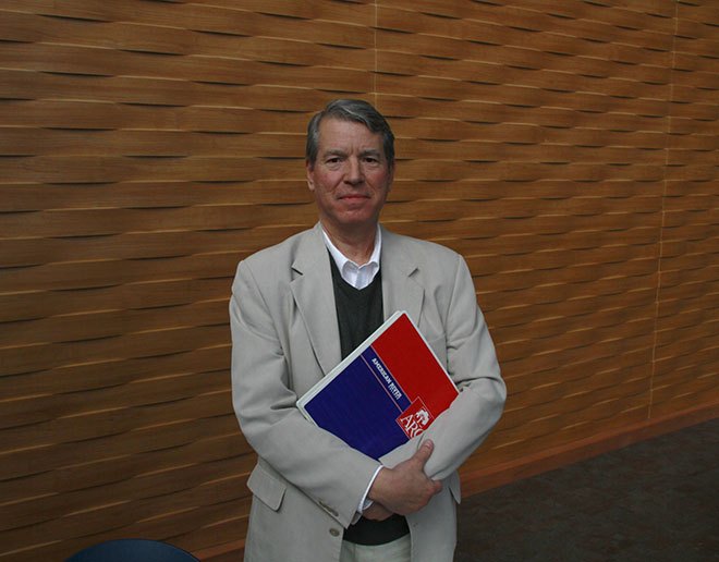 Math professor Anthony Barcellos was honored with the 2014 Patrons Chair Award. (Photo by John Ferrannini)