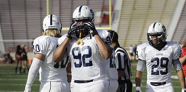Jordan Carrell ,number 92, during the football game against Sacramento City College on Nov. 15.