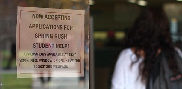 The American River College campus bookstore is currently looking to hire 50 students to fill positions created to help with the start-of-the-semester rush this coming spring 2015. (Photo by Emily K. Rabasto)