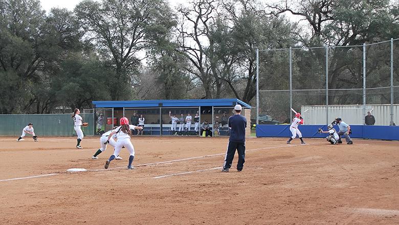 Softball wins first game of season as Albert goes the distance