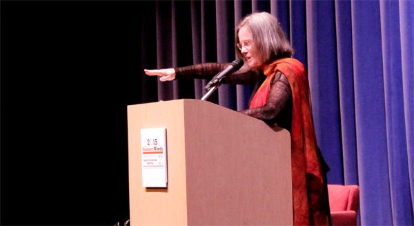 Carolyn Forche recites her poetry at SummerWords on May 30. Forche is an internationally renowned, award winning poet.