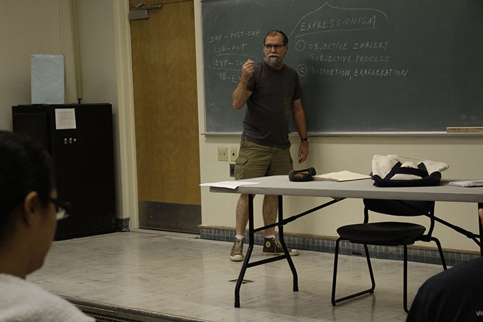 Professor Craig Smith lectures to his summer Introduction to Art History class. Students in the class learn the basics of expressionism and its role in the art world. (Photo by Nicholas Corey)