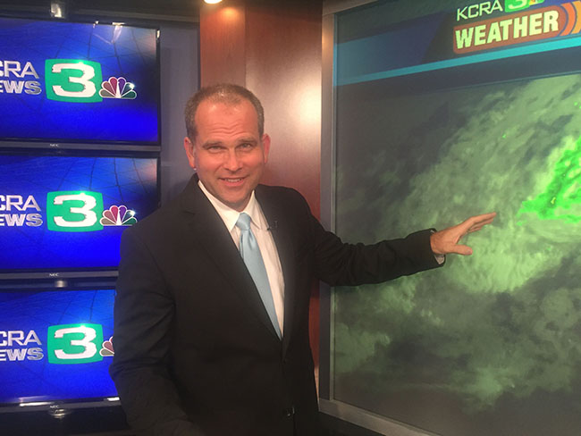 Meteorologist Dirk Verdoorn reports the weather on the weekday morning broadcasts of KCRA-TV news. Verdoorn teaches Geography 306 at ARC this semester. (Photo courtesy of Dirk Verdoorn)
