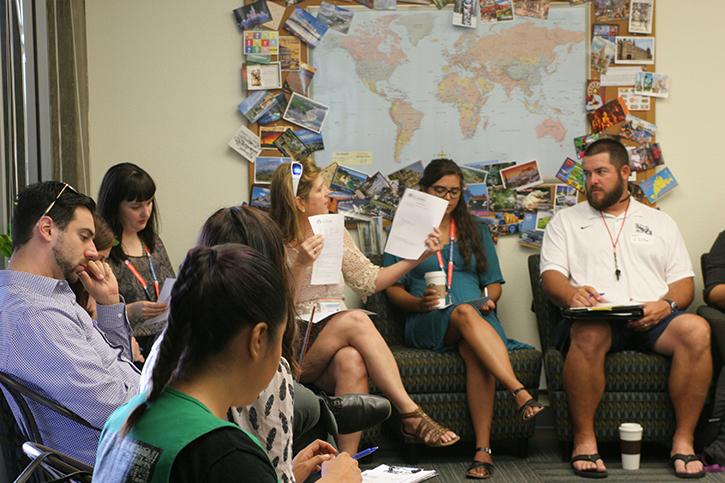 Heidi Fuller is talking to the new staff at the NFA meeting. Fuller is the new coordinator for the NFA program in September 2015. (Photo by Emily Thompson)