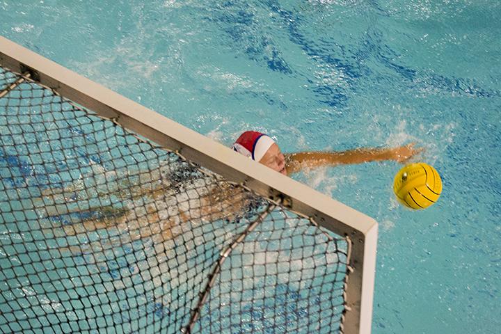 American River College scores during the Water Polo Match against Cerritos College on September 10th, 2015 at ARC. ARCs water polo team is now 2-5 heading into the Mt. Sac Invite on Sept. 26, 2015. (photo by Joe Padilla)