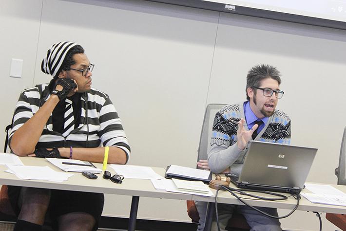 Student Senate President David Hylton, right, narrowly avoided being recalled in an election on eServices this week
(Photo by Jordan Schauberger).