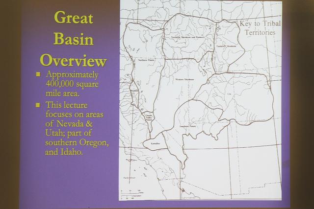 A slide on the Great Baisn Overview at the college hour that covered the troubles that the Native American tribes went though in the 1800s on Nov. 5. (Photo By Emily Thompson)