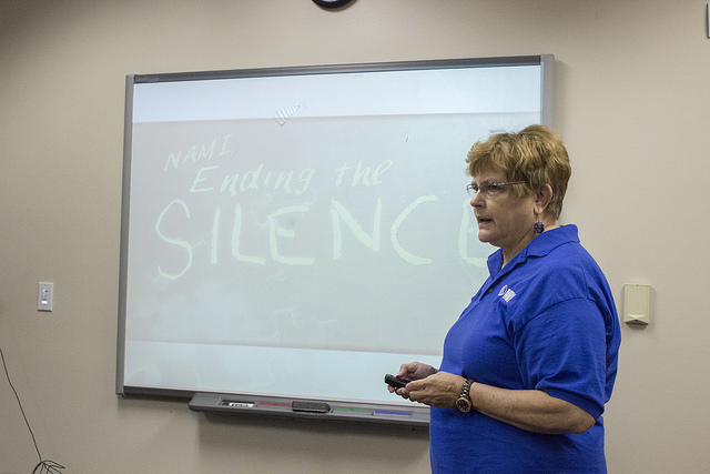 Representive of the National Alliance of Mental Illness, Nicole Williams, hosted this presentation about the different warning signs of a peaking illness amongst our friends and family on Friday. (Photo by Karen Reay)