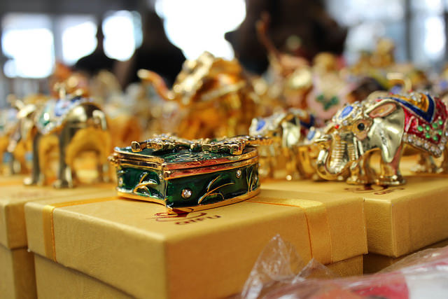 Various trinkets on display for a winter sale at American River College. The sale takes place  Dec. 1 through Dec. 3. (Photo by Michael Pacheco)