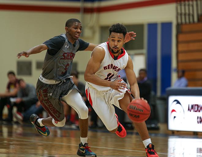 ARC guard Marcelas Perry drives by a Sierra College defender. ARC lost to Sierra 103-100 in overtime.
(Photo By Kyle Elsasser)