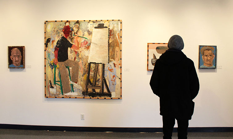 An American River College student looks at the work of Jack Ogden on display at the James Kaneko Gallery at ARC. The display is up form Jan. 14 to Feb. 10.
(Photo by Timon Barkley)