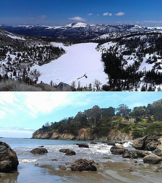 Above, Red Lake is located in the Carson Pass along Highway 88 south of Lake Tahoe. Below, Muir Beach is located north of San Francisco and is located near several trails that can eventually lead to views of the Golden Gate Bridge and Pacific Ocean. (Photos courtesy of Matthew Peirson)