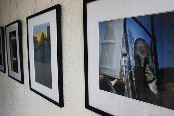 A row of paintings on display in one of the many rooms of the Art Hotel in Downtown Sacramento on Feb.12, 2016. The art was created by local Sacramento and surrounding area artists and was on display until Feb.13, 2016 before the building was torn down for the new stadium construction. (Photo by Matthew Nobert)