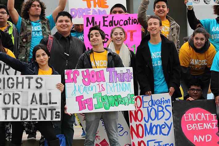 Students gather for the March in March rally in spring of last year. The rally, this year, has been cancelled by the Student Senate for California Community Colleges due to lack of funding.
(File Photo)