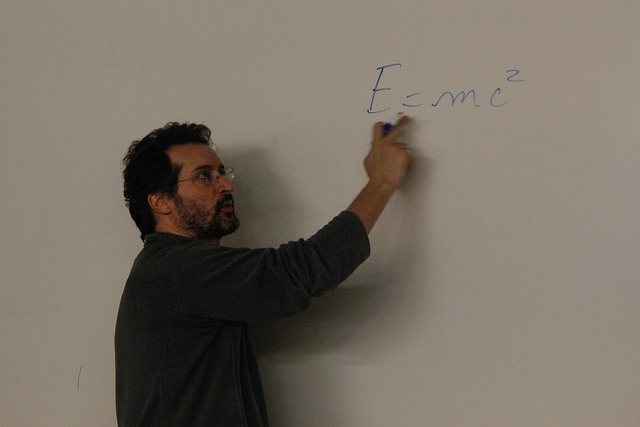 American River College professor Paulo Afonso talks to the audience during a college hour focused on the science behind the BBC show Dr. Who on Mar. 10. (Photo by Kyle Elsasser)