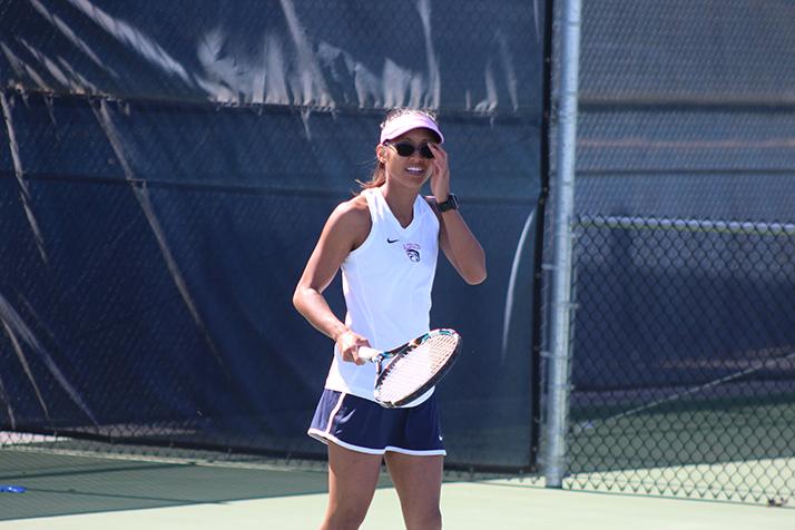 American River Colleges Addie Ramos reacts to a missed shot during a game against Santa Rosa Junior College on March 16, 2016. Ramos and her partner Kiana Brown lost their match. (Photo by Mack Ervin III)