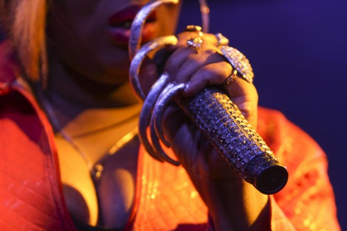 Kima LaRue performs as a drag queen at a bar in Sacramento called Sidetrax. LaRue co-hosts the event drag queen showcase event. (Photo by Joseph Daniels)