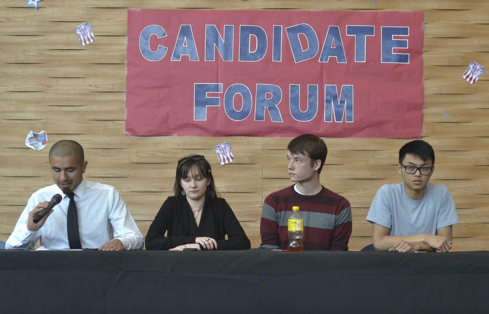 ASB+election+candidates+Julian+Lopez%2C+Mary+Stedman%2C+Justin+Nicholson%2C+and+Kevin+Phan+sit+during+the+Candidate+Forum+at+American+River+College+on+April+5.+Unofficial+election+results+show+that+they+were+all+elected+to+the+offices+they+ran+for.+%28Photo+by+Sharriyona+Platt%29