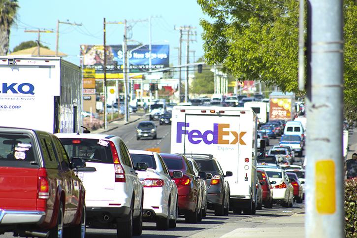 Travelers on Madison Avenue near American River College face traffic delays as PG&E works to fix a gas leak.  The leak was discovered on Tuesday but its location has yet to be identified. (Photo by Timon Barkley)