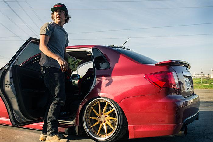 Kodi Nelson works on his 2009 Subaru Impreza WRX on Feb. 23 2016. (Photo by Kyle Elsasser)