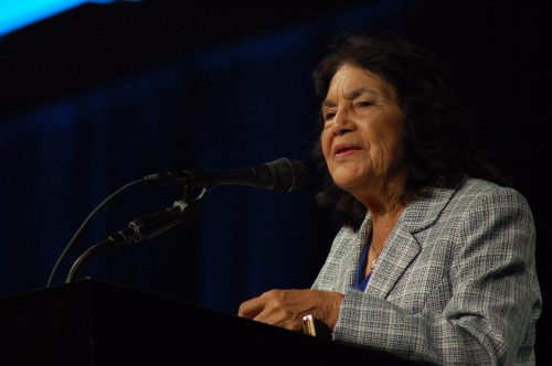 Labor leader and civil rights activist Dolores Huerta gives her keynote speech at NCORE on June 1, 2016. Huerta was one of five keynote speakers at the conference last week in San Francisco. (Photo by Hannah Darden)