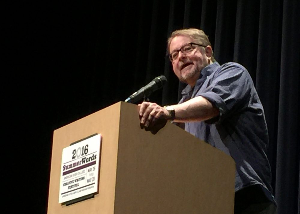 Author Luis Alberto Urrea speaks the the crowd at American River College during his keynote speech at SummerWords.
(Photo by Jordan Schauberger)