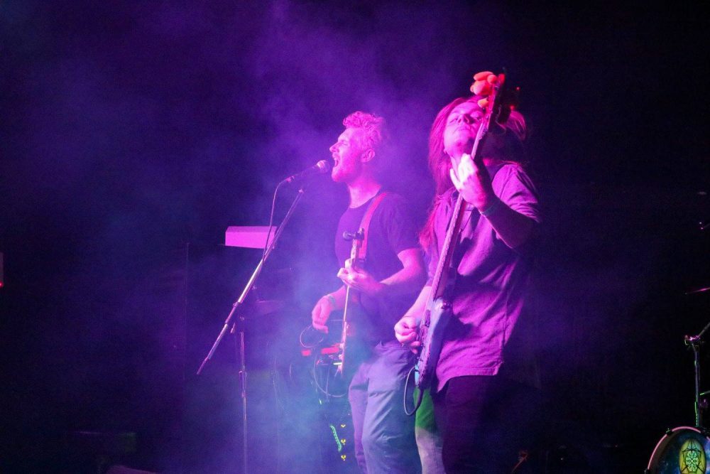 American River College students Stu Stower (left) and Tristen McNay (right) perform in their local alternative band, Lucid, at The Boardwalk in Orangevale on September 23, 2016. (Photo by Luis Gael Jimenez)