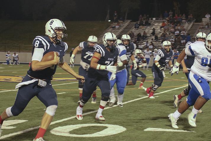 American River College quarterback Griffin Dahn rushes on a play during a game against Modesto Junior College at Cosumnes River College on Sept. 10. ARC won 47-33. (Photo by Laodicea Broadway)