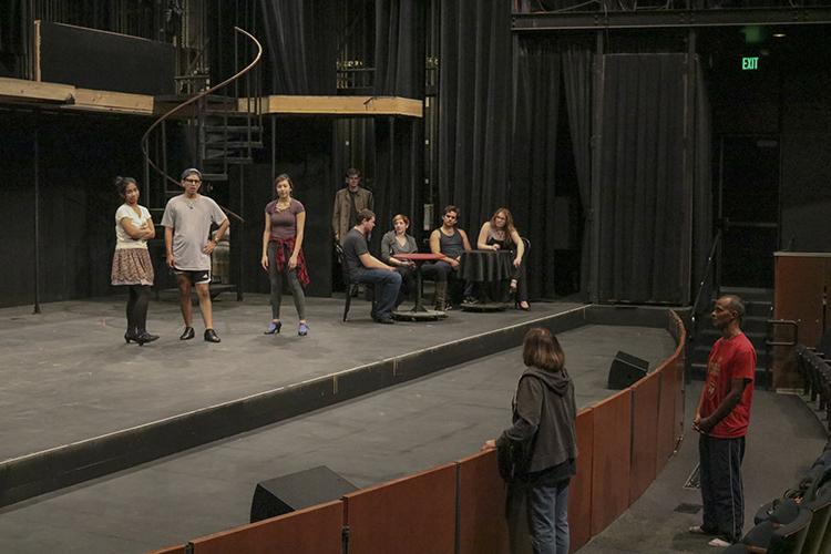 Director Nancy Silva giving instructions to some of the extras in “Cabaret at a rehearsal on Sept. 21, 2016. (Photo by Lidiya Grib) 