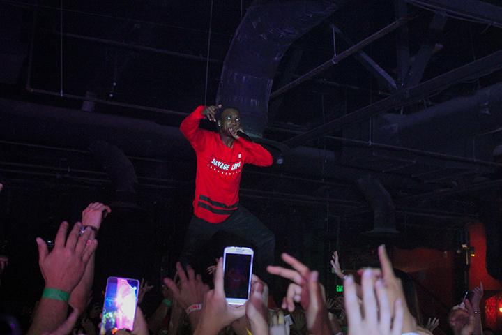 Rapper Hopsin performs while crowd surfing at Ace of Spades in Sacramento, California on Oct. 8 as part of his "SavageVille" tour (Photo by Luis Gael Jimenez)