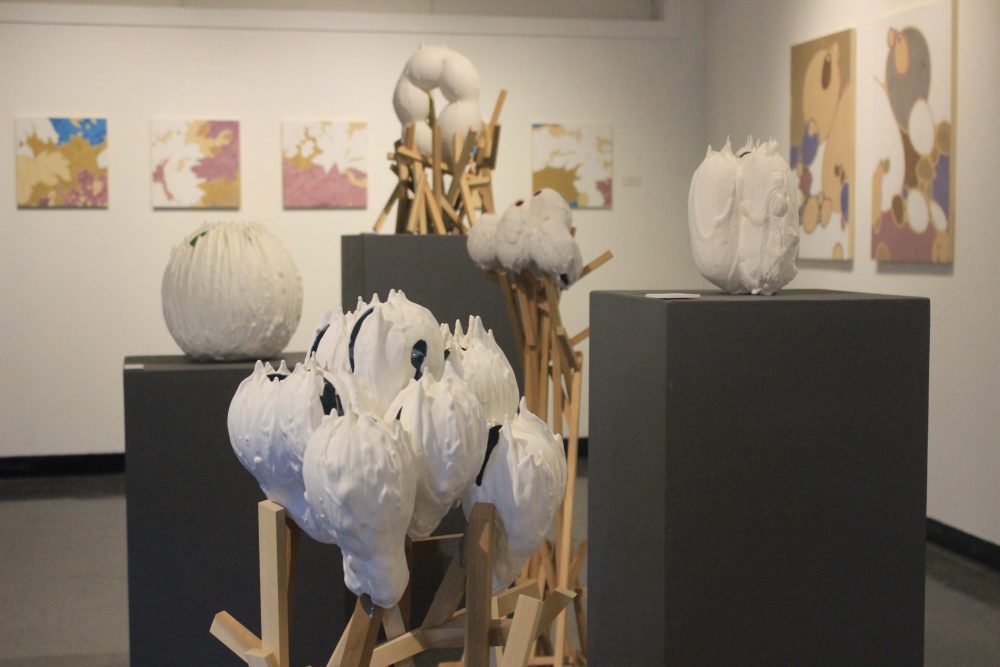 “Unearthly Forms” showcased the art work of Mitra Fabian and Lisa Marasso in the Kaneko Gallery. There will be a reception on December 1. (Photo by Lidiya Grib)