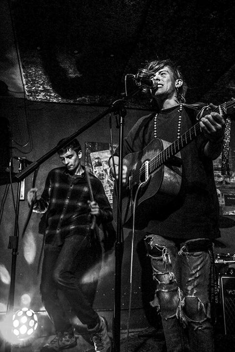 Georgio Klironomos (left) and Bryce Mondul perform as Worthy Goat at the Naked Lounge in Sacramento, California on Nov. 5, 2016. (Photo by Luis Gael Jimenez)