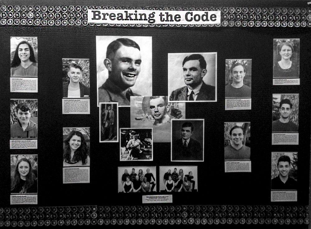 The American River Production of “Breaking the Code” presented their show about Alan Turing who helped break the German code during WWII. The poster shows the actors in the show. (Photo by Lidiya Grib)