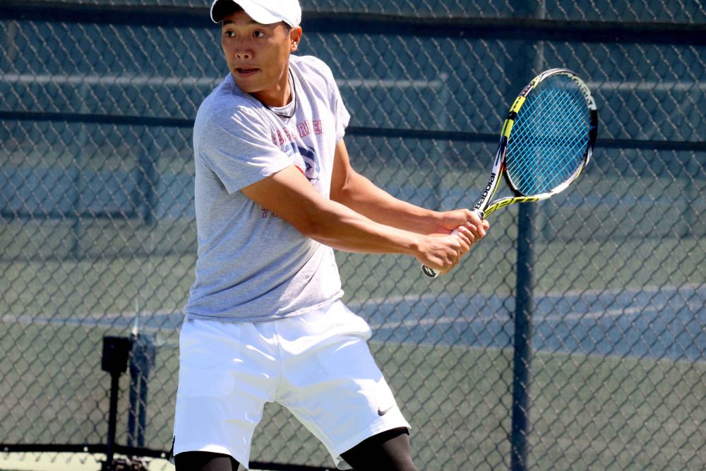 Tam Duong is a sophomore tennis player for the American River College men’s tennis team. He along with his teammates played against De Anza College. (photo by Mychael Jones)