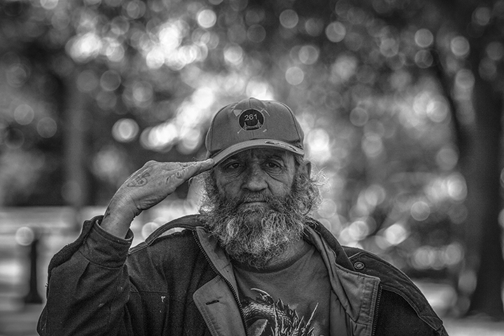 Larry Gene King salutes the California Vietnam Veterans Memorial at the state capitol on March 31 in Sacramento, California. King served as a Unites States Marine from 1969-74. (Photo by Luis Gael Jimenez)