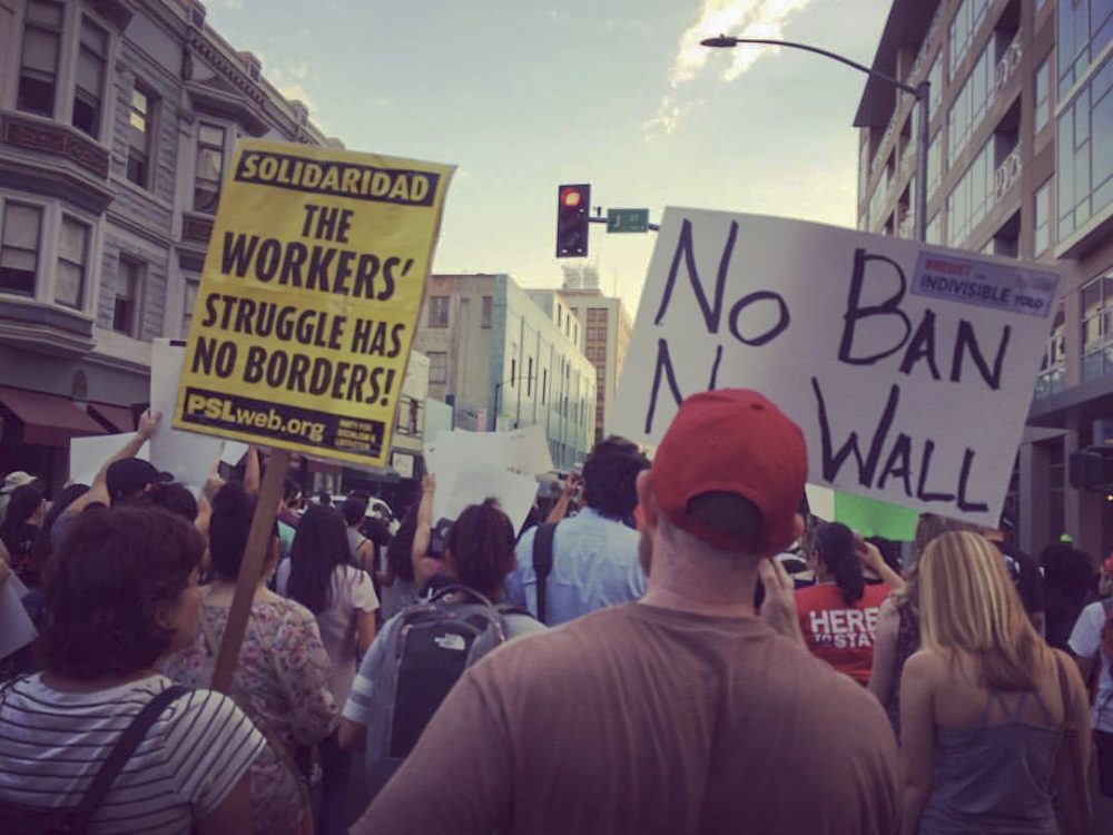 Anti-DACA protesters gather in downtown Sacramento on Sept. 6, 2017 to voice their support for “Dreamers.” (Photo courtesy of Grace Loescher)