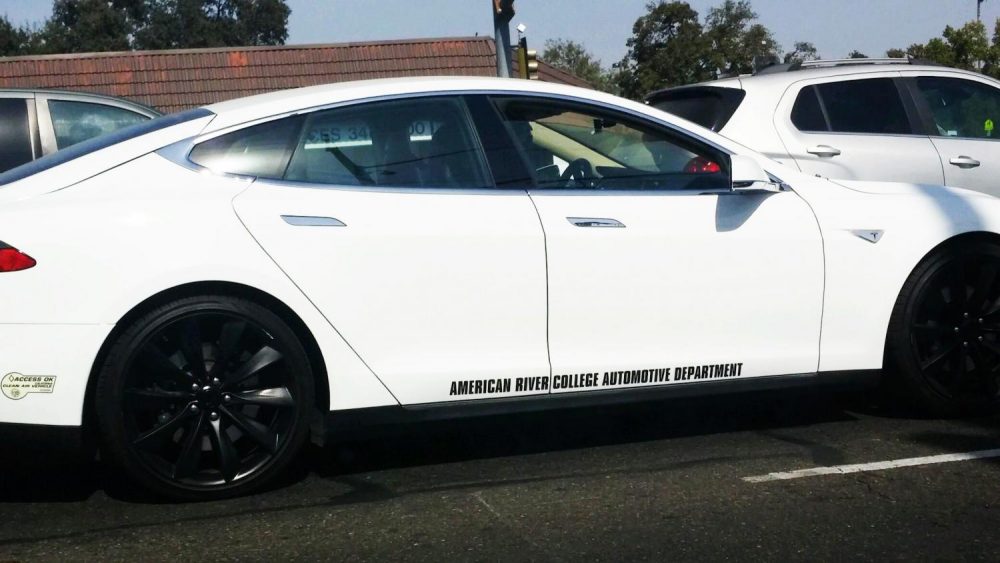 The ARC Auto Motive Department recently acquired a Tresla Model S though left over grant money. (Photo by John Ennis)