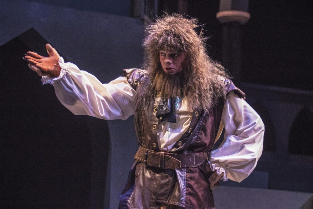 Actor Branden Price runs through a scene during a rehearsal of Beauty and the Beast on Oct. 4 at American River College. (Photo by Ashley Hayes-Stone)