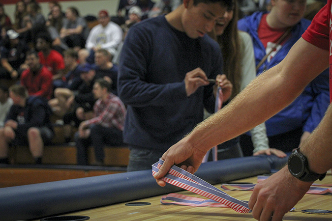 American River College student athletes who held a 4.0 GPA received congradulatory metals at the Spring Sports Season Preview on Jan. 19. (Photo by Brienna Edwards)