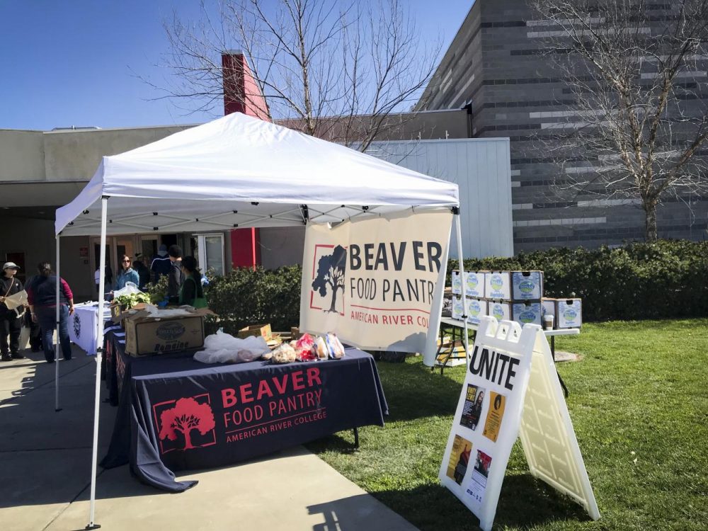 American River College UNITE program set up their Beaver Food Pantry for students on Feb. 21, 2018. (File Photo)