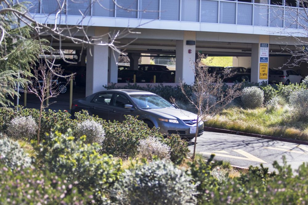 A car exits the parking garage at American River College on Feb.
 15. (Photo by Brienna Edwards)